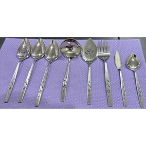 Oneida Oneidacraft Deluxe Capistrano Stainless Steel 8 Piece Hostess Set